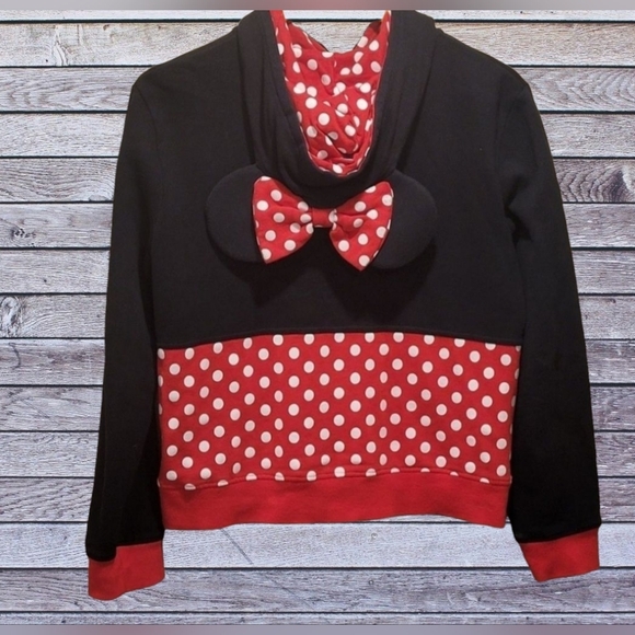 Disney Sz XL I Am Minnie Mouse Kids ZIP Up Hoodie W/Mouse Ears & Bow Sweatshirt - Picture 3 of 11